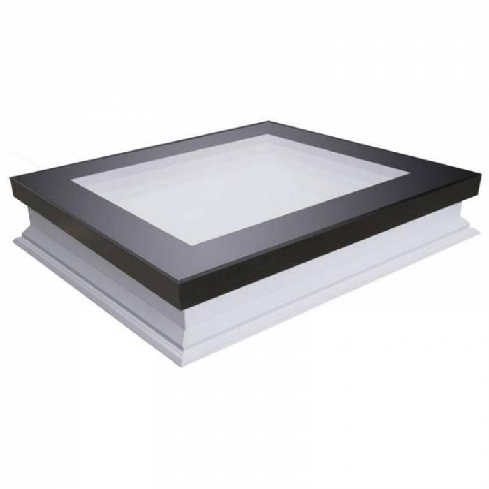 Fakro DXF 60cm x 60cm Fixed Flat Roof Window & Kerb Triple Glazed