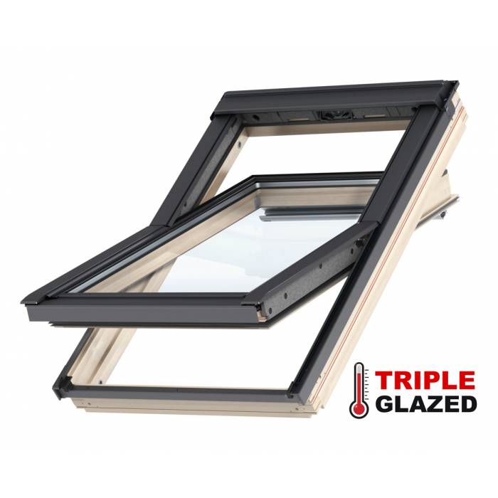 VELUX Triple Glazed 66 x 118cm Pine Centre Pivot Roof Window FK06 GLL 1061