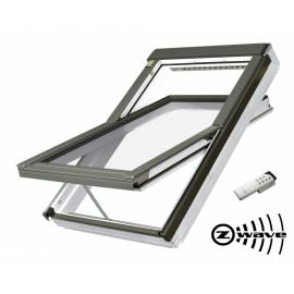 FAKRO FTU-V P2 01 Z-Wave White Polyurethane Paint Laminated 55 x 78cm Electric Centre Pivot Roof Window